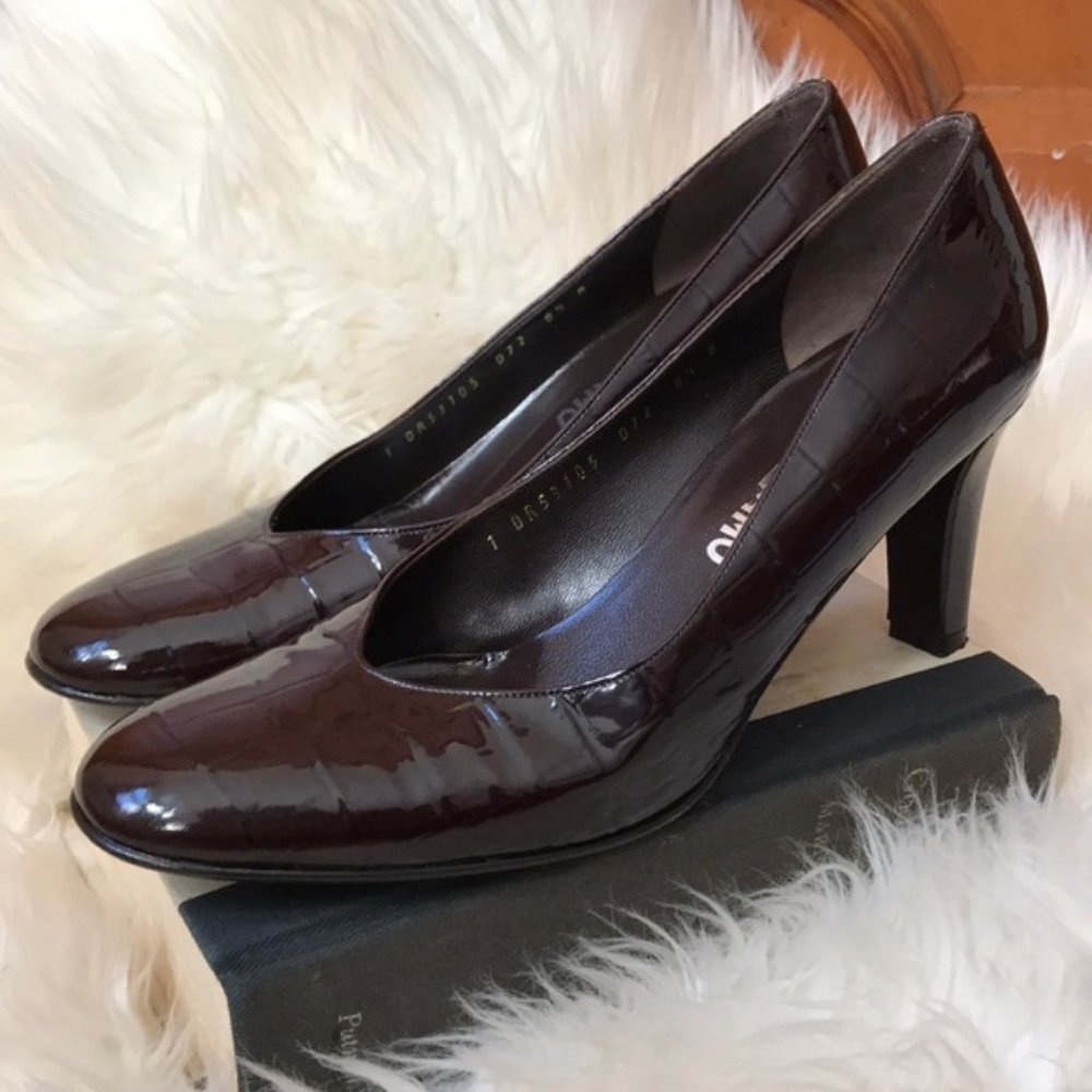 Salvatore Ferragamo heels, Espresso patent leather